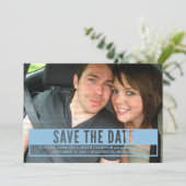 Invitation Découpe moderne bleue Enregistrer l'Invitation dat (Debout devant)