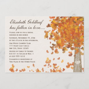 Invitation découpée de Fête de la mariée d'automne
