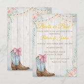 Invitation Découverte du sexe du bébé avec des bottes rustiqu (Devant / Derrière)