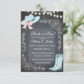 Invitation Découverte du sexe du bébé avec des bottes rustiqu (Debout devant)