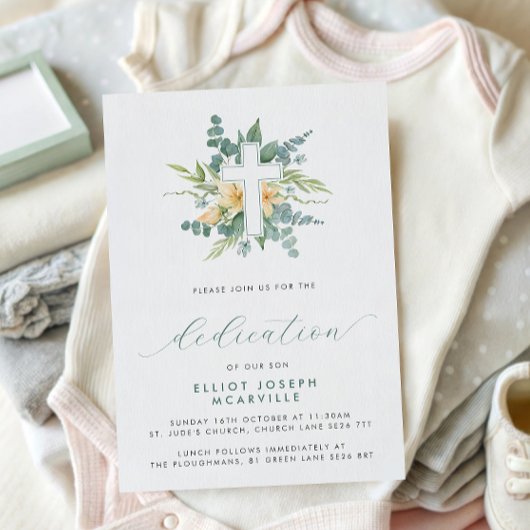 Invitation Dédicace de bébé Écriture Croisée de Verdure Moder