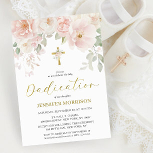 Invitation Dédicace de fille féminine florale rose rose tendr