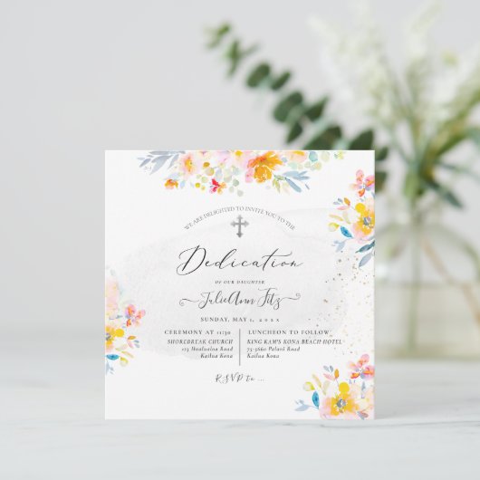 Invitation Dédicace de roses d'été aquarelle PixDezines (Debout devant)