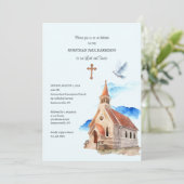 Invitation Dédicace du prêtre du clocher de l'église (Debout devant)