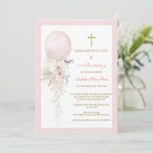 Invitation Dédicace florale élégante et 1er anniversaire