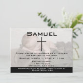 Invitation Dédicace Moderne de Bébé Photo Noir et Blanc (Debout devant)