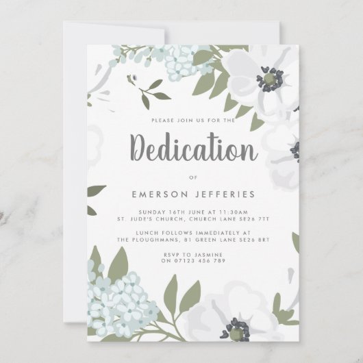 Invitation Dédication de l'anémone aquarelle (Devant)