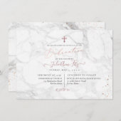 Invitation Dédication en or Rose de marbre PixDezines (Devant / Derrière)