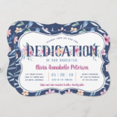 Invitation Dedication Florale Bébé, printemps (Devant / Derrière)