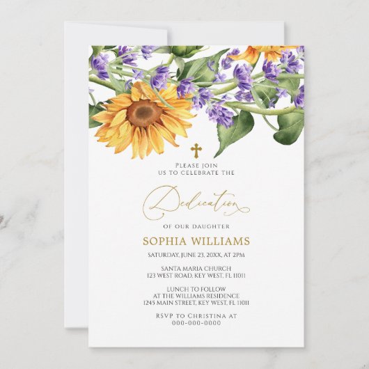 Invitation Dedication Sunflowers & Lavander (Devant)
