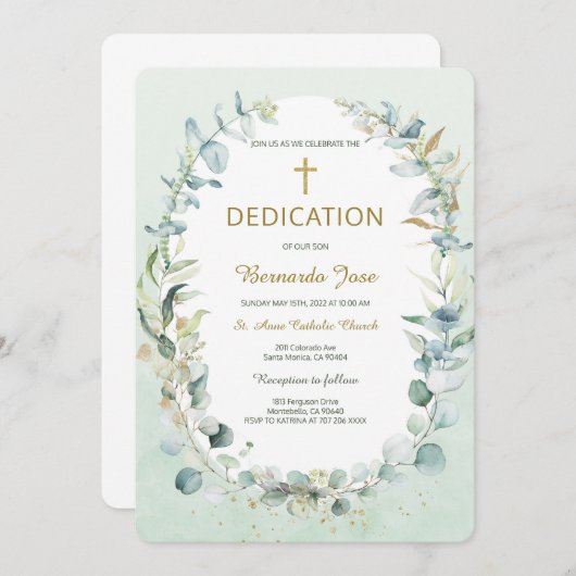 Invitation Dédication verdoyante Modèle (Devant / Derrière)