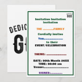 INVITATION DÉDIÉ À DIEU NOIR PERSONNALISABLE TEXTUEL (Devant / Derrière)