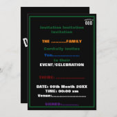 INVITATION DÉDIÉ À DIEU PERSONNALISABLE COOL TEXTE BLANC (Devant / Derrière)