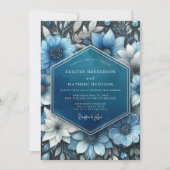 Invitation Deep Blue Botanical Opulence Wedding (Devant)