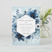 Invitation Deep Blue Botanical Whimsy Wedding (Debout devant)