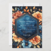 Invitation Deep Blue Floral Autumn Wedding (Devant)
