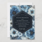 Invitation Deep Blue Floral Bloom Wedding (Devant)