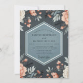 Invitation Deep Blue Floral Whimsy Wedding (Devant)