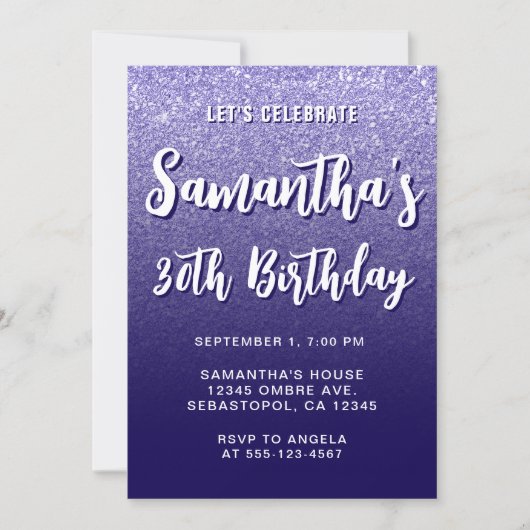 Invitation Deep Blue Modern Gradient 30e Anniversaire (Devant)