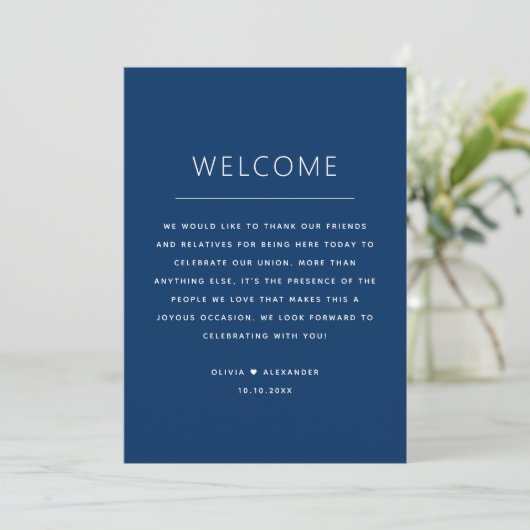 Invitation Deep Blue Timeline. Nautical Navy Wedding Schedule (Debout devant)