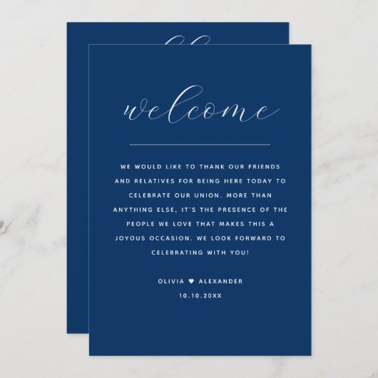 Invitation Deep Blue Weekend Timeline | Nautical Navy Wedding (Devant / Derrière)