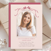 Invitation Deep Blush Bow Graduation Party Arch Photo Pink