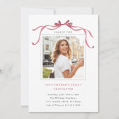 Invitation Deep Blush Bow Graduation Party Photo Minimal (Devant)