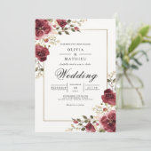 Invitation Deep Burgundy Botanical Arch Wedding (Debout devant)