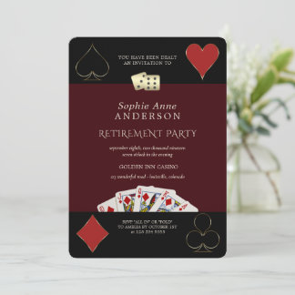 Invitation Deep Burgundy Casino Vegas Poker Retirement Party
