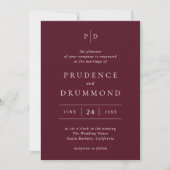 Invitation Deep Burgundy Elegant QR Code Classic Wedding (Devant)