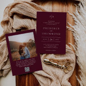 Invitation Deep Burgundy Elegant QR Code Classic Wedding