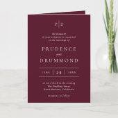 Invitation Deep Burgundy Elegant QR Code Classic Wedding (Devant)