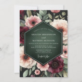 Invitation Deep Burgundy Floral Enchantment Wedding (Devant)