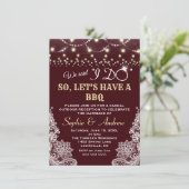 Invitation Deep Burgundy Lace String Lights After I DO BBQ (Debout devant)