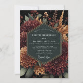 Invitation Deep Burgundy Moody Bloom Wedding (Devant)