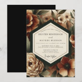 Invitation Deep Burgundy Moody Bloom Wedding (Devant / Derrière)
