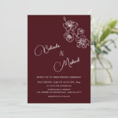 Invitation Deep Burgundy White Floral | Casual Wedding (Debout devant)