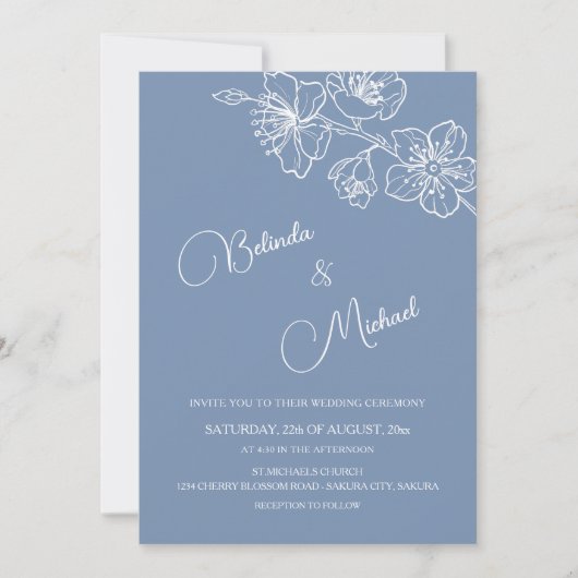Invitation Deep Burgundy White Floral | Photo Wedding (Devant)