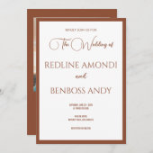 Invitation Deep Copper Minimalist Modern Calligraphy Wedding (Devant / Derrière)