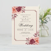 Invitation Deep Crimson Floral Mariage romantique (Debout devant)