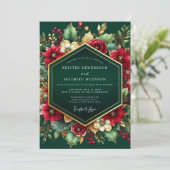 Invitation Deep Emerald Floral Autumn Wedding (Debout devant)