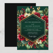 Invitation Deep Emerald Floral Autumn Wedding (Devant / Derrière)