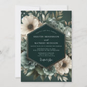 Invitation Deep Emerald Floral Bloom Wedding (Devant)