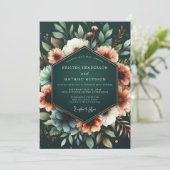 Invitation Deep Emerald Floral Opulent Wedding (Debout devant)