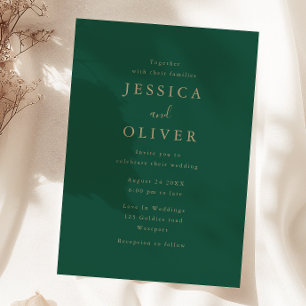 Invitation Deep Forest Green & Gold Mariage