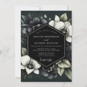Invitation Deep Green Moody Bloom Wedding (Devant)