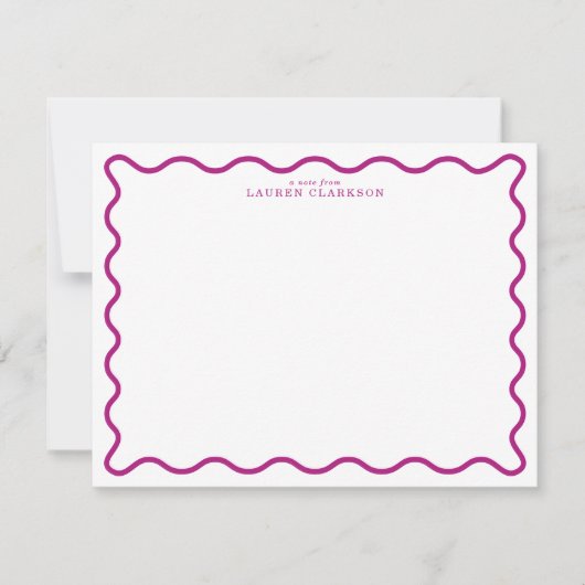 Invitation Deep Magenta Modern Wavy Border Note Card (Devant)