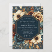 Invitation Deep Navy Autumn Bloom Wedding (Devant)