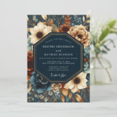 Invitation Deep Navy Autumn Bloom Wedding (Debout devant)