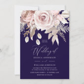 Invitation Deep Navy & Blush Designer Dusty Rose Wedding (Devant)